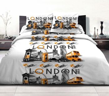 PARURE DE DRAP P/C 4PCS 240X300 LONDON CITY ORANGE