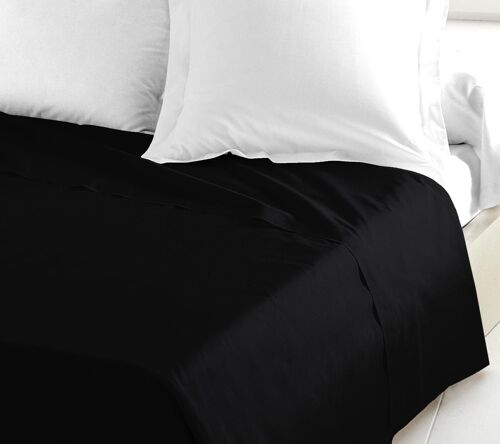 DRAP PLAT 100% COTON 180X290 NOIR