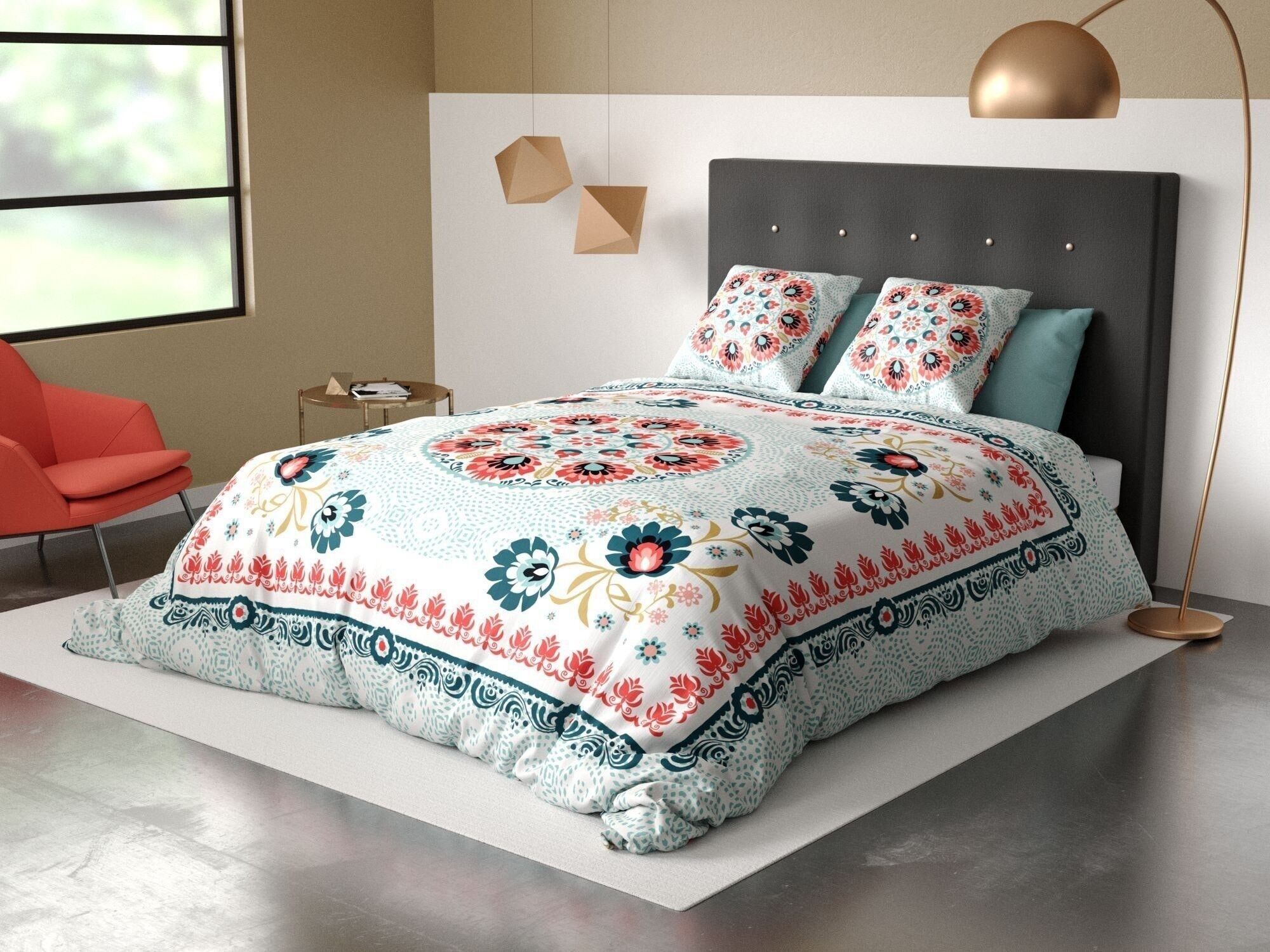 PARURE DE COUETTE 3PCS 240X220CM 100% COTON 47 FILS/CM2- CAMELIA