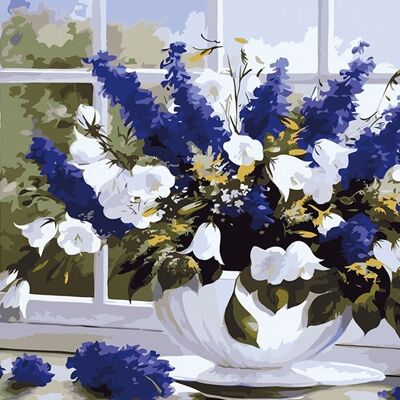 Bloemen In Vaas Wit Blauw