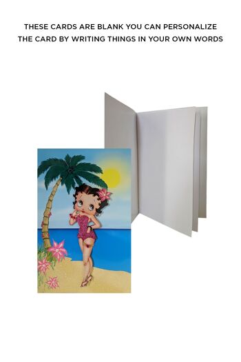Betty Boop Paradise Decoupage Carte de voeux vierge (3D) 2