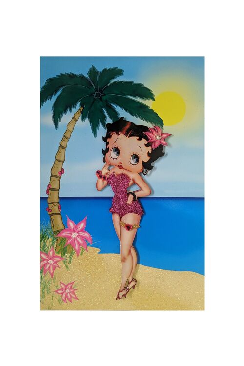 Betty Boop Paradise Decoupage Blank Greetings Card (3d)