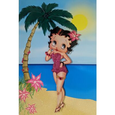 Betty Boop Paradise Decoupage Tarjeta de felicitación en blanco (3D)