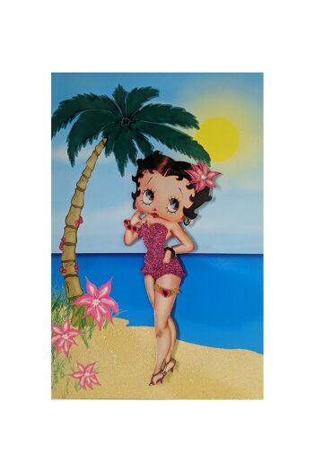 Betty Boop Paradise Decoupage Carte de voeux vierge (3D) 1