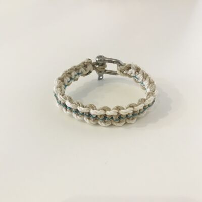 Natural hemp bracelet with green border, cotton & manila