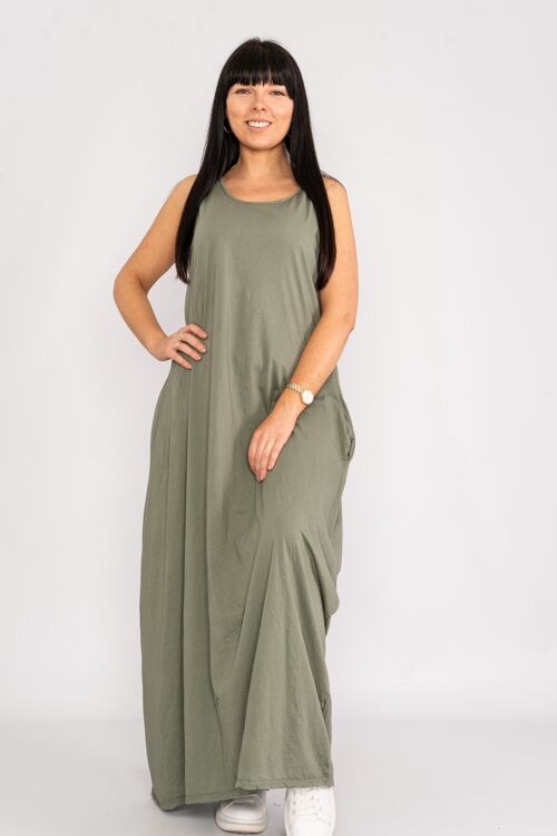 Khaki comfortable maxi dress