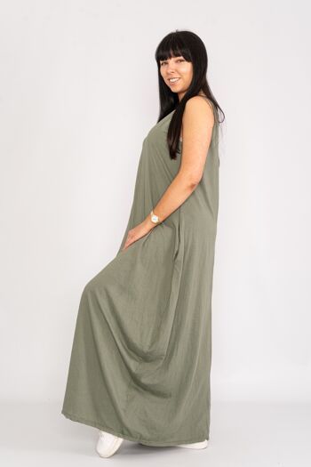 Robe maxi confortable kaki 2