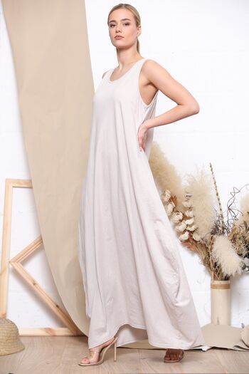 Robe longue confortable beige 2