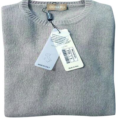 Round neck sweater women, 100% cashmere - light beige