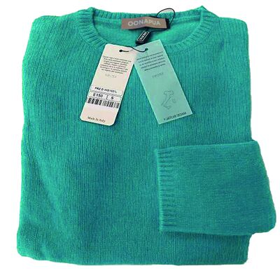 Round neck sweater women, 100% cashmere - turquoise