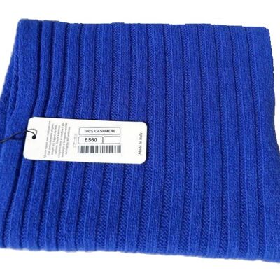 unisex cable knit scarf, 100% cashmere - royal blue