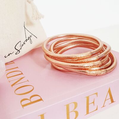 Tibetan Champagne Bangle Rose Gold Thick Mantra