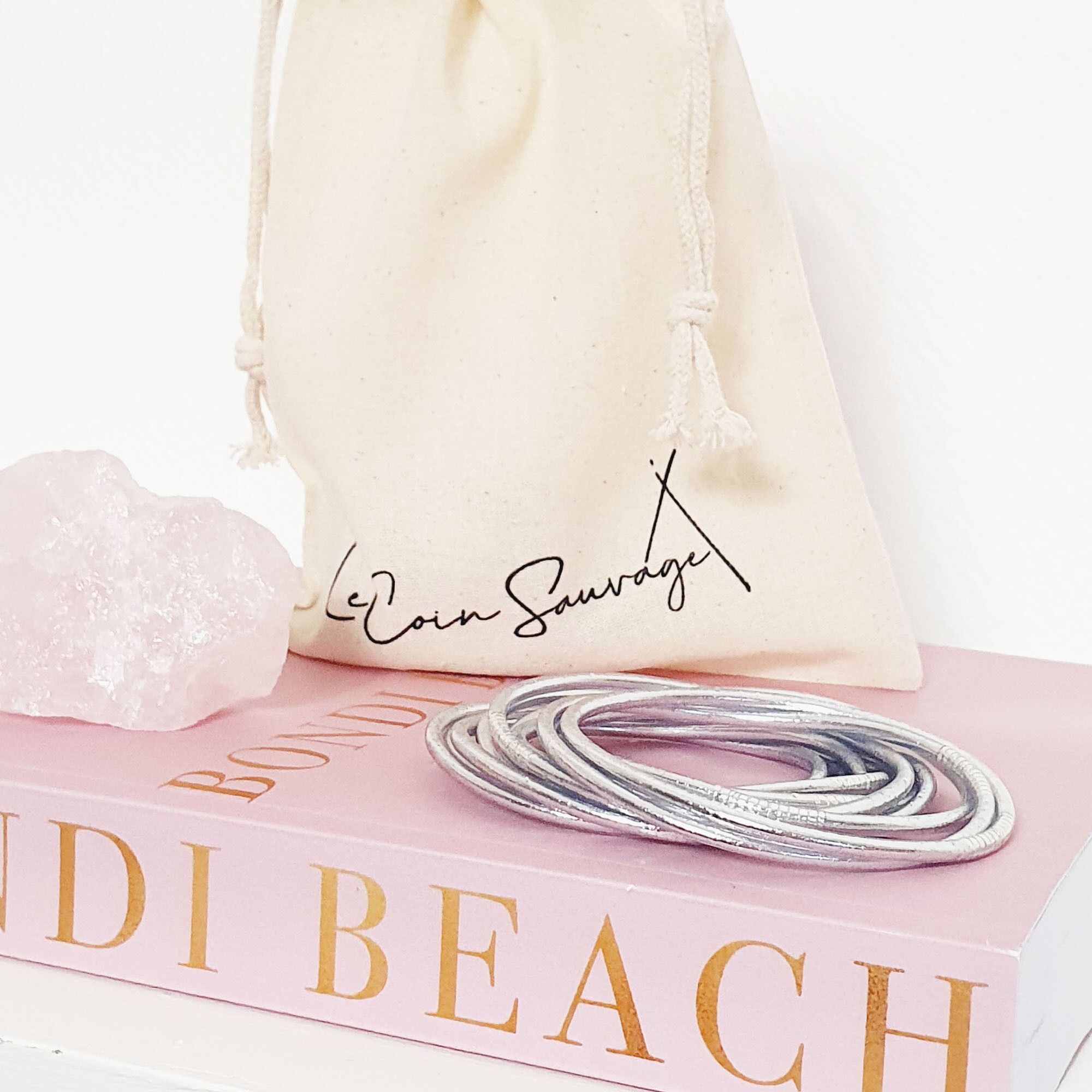 Braccialetto in argento tibetano fine oro bianco