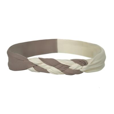 Schickes beige/weißes Stirnband aus Stoff