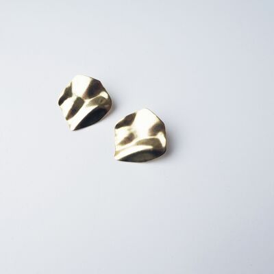 Purl Statement Stud Earrings- wavy sculptural gold statement earrings