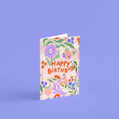 Happy Birthday Floral, Greetings Card