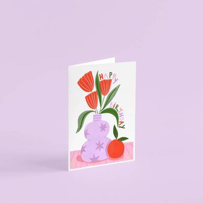 Happy Birthday Vase, Greetings Card