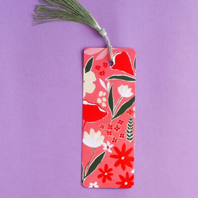 Pink Floral, Tassel Bookmark