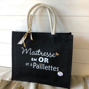 Sac en jute noir Maîtresse en Or et à paillettes