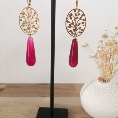 earrings gilded with fine gold and Agate. present. Beach. Summer colors.