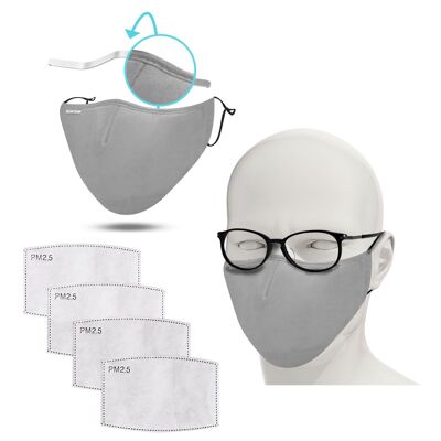 Stoffmaske mit Nasenbügel - Grau