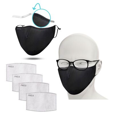 Stoffmaske mit Nasenbügel - Schwarz