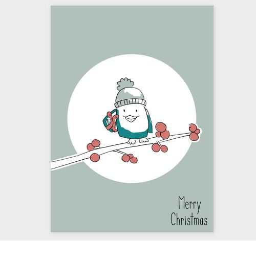 Postkarte Weihnachten | Weihnachtskarte Vogel - A