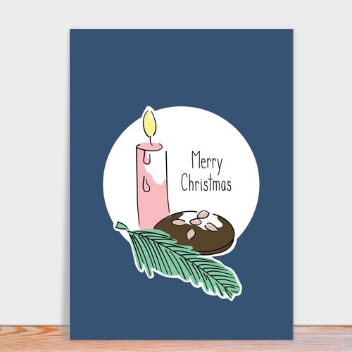 Postkarte Weihnachten | Weihnachtskarte Lebkuchen und Kerze