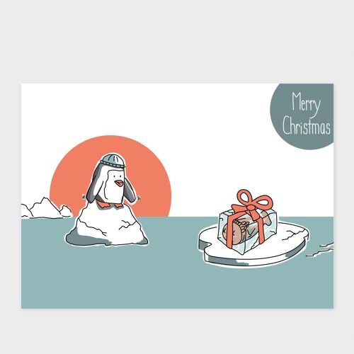 Postkarte Weihnachten | Weihnachtskarte Pinguin