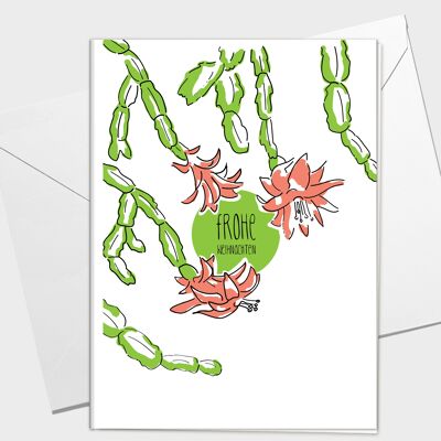 Tarjeta Plegable Navidad | tarjeta de navidad floral | cactus de navidad