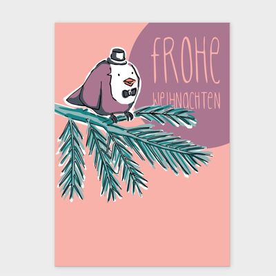 Postkarte Weihnachten | Weihnachtskarte Vogel