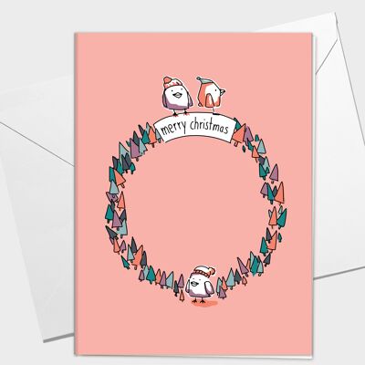 Christmas Card Merry Christmas | Greeting card Christmas with funny birds