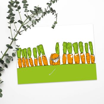Carte postale Pâques | Carte de Pâques avec lapin et carotte 5