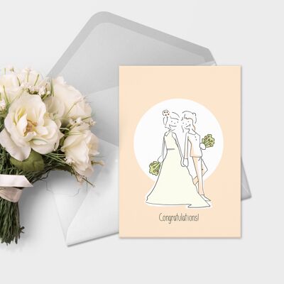 Lesbische Hochzeitskarte | Hochzeitskarte für gleichgeschlechtliche Paare | Hochzeitskarte lesbisch Mrs & Mrs