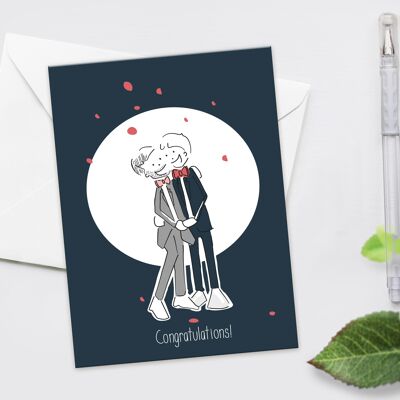 Gay Wedding Card | Wedding card for 2 men | Wedding card gay Mr &Mr| Wedding Gift for Gay Couple | Map Mr & Mr |