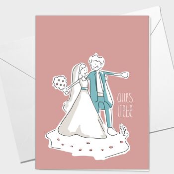 Carte de félicitations de carte de mariage | Carte de voeux de mariage All the best - Carte pliante de mariage 3