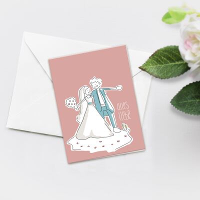 Hochzeitskarte Glückwunschkarte |  Grußkarte Hochzeit Alles Liebe - Klappkarte Hochzeit