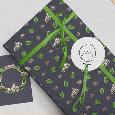 Christmas wrapping paper | Wrapping paper with animals donkey and ox