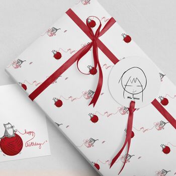 Papier d'emballage d'anniversaire | Chat en papier cadeau | joyeux anniversaire chat 1