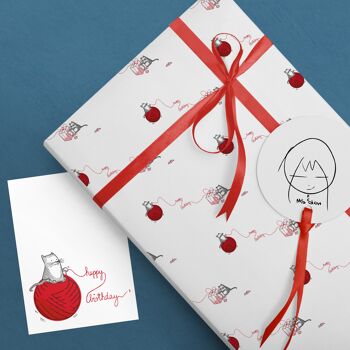 Papier d'emballage d'anniversaire | Chat en papier cadeau | joyeux anniversaire chat 4