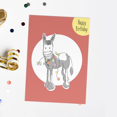 Postal cumpleaños burro | Postal Burro | tarjeta de feliz cumpleaños