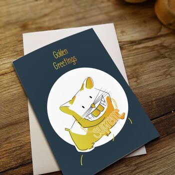 Carte pliante hamster doré | Carte dépliante avec gaufrage doré 4