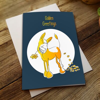 Folding card gold donkey | Folding card with gold embossing