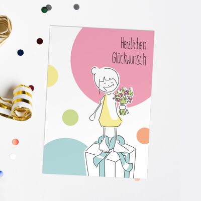 Herzlichen Glückwunsch Karte | lustige Geburtstagskarte für Frauen | Postkarte zum Geburtstag