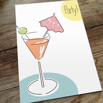 Carte Martini | Invitation de fête | Carte postale d'anniversaire et de fête 2