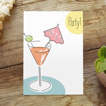 Carte Martini | Invitation de fête | Carte postale d'anniversaire et de fête 3