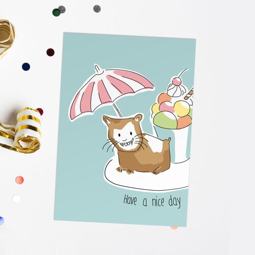 Postkarte Geburtstag | Hamster Postkarte | Karte Kindergeburtstag | Have a nic day Karte