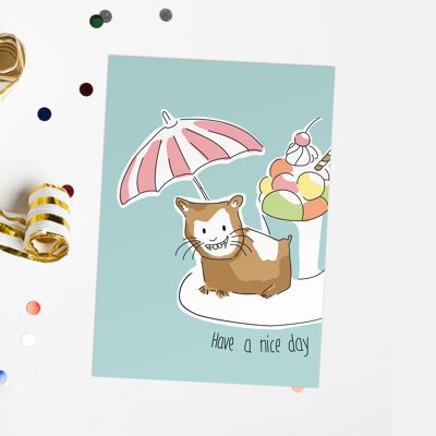 Carte postale d'anniversaire | Carte Postale Hamster | Carte d'anniversaire pour enfants | Passez une bonne journée