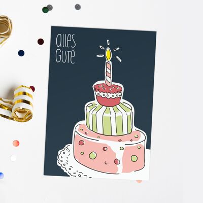 All the best card | birthday card cake | Birthday postcard