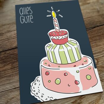 Toute la meilleure carte | gâteau de carte d'anniversaire | Carte postale d'anniversaire 2